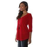 Hadari Women's  3/4 Sleeve Scoop Neck Sweater